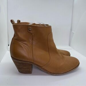 Tory Burch Tan Logo Leather Booties Size 9.5